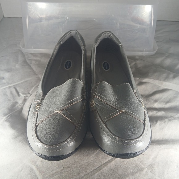Dr Scholls Womens Gray Leather Loafers EB6-06 Comfort Slip On Shoes 8.5W - Picture 3 of 9